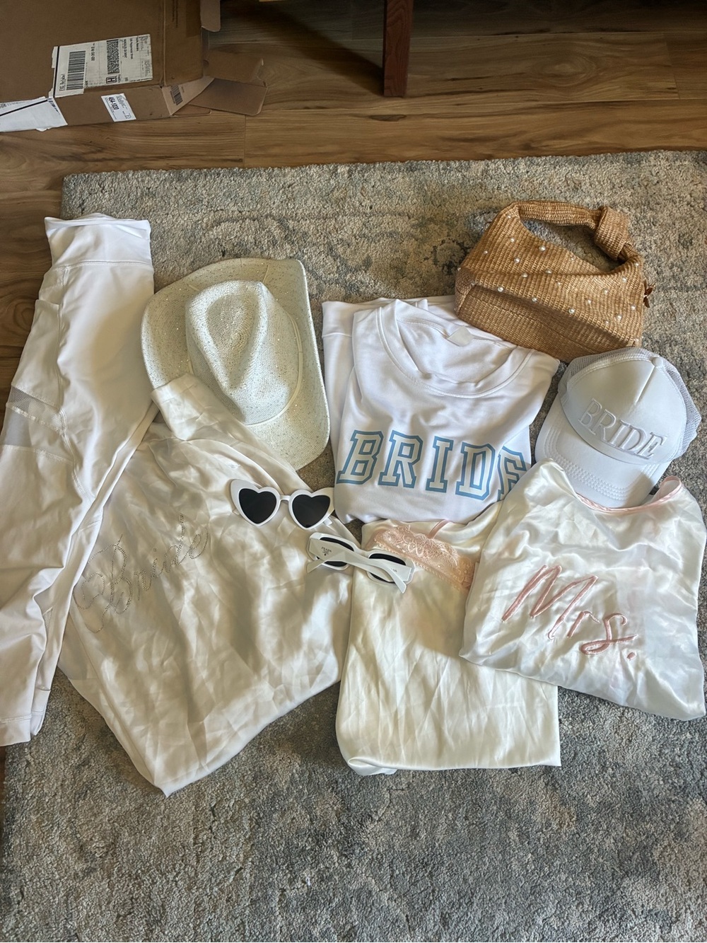 Bridal Party Tee & Accessories Set - White with Light Blue & Blush Accents